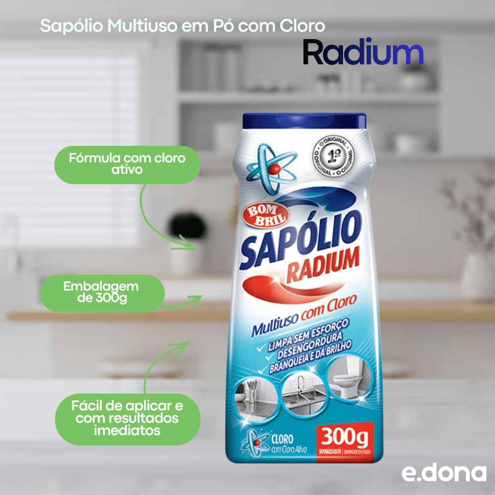 Sapólio Multiuso em Pó Radium com Cloro 300g - e - dona