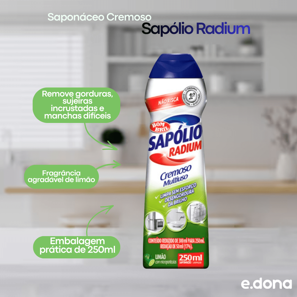 Saponáceo Cremoso 250ml Limão Sapólio Radium - e - dona