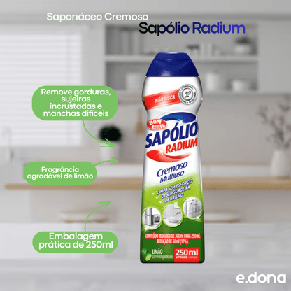 Saponáceo Cremoso 250ml Limão Sapólio Radium | e.dona