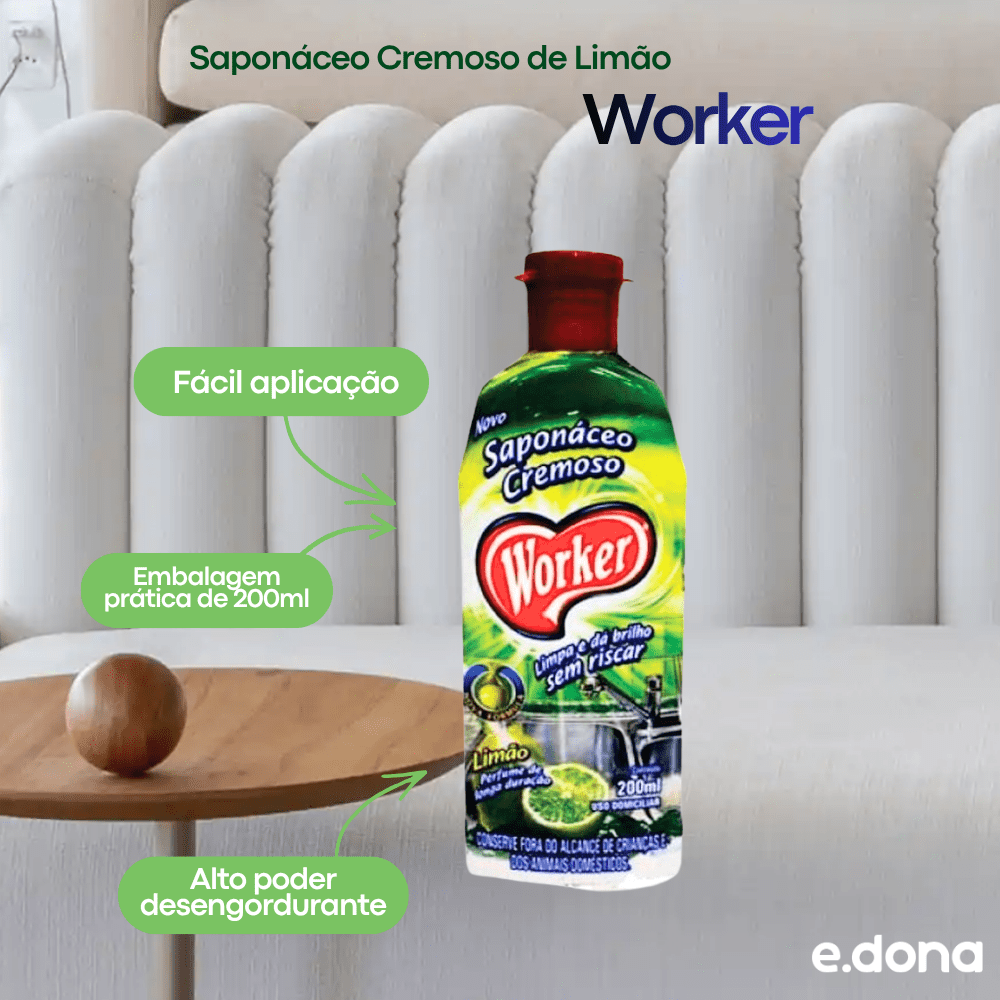 Saponáceo Cremoso de Limão Worker 200ml - e - dona