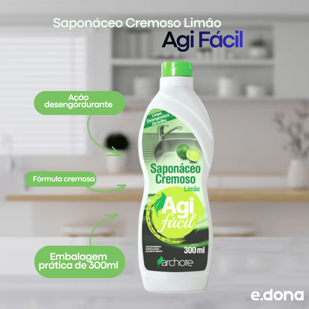 Saponáceo Cremoso Limão 300ml Agi Fácil - e - dona