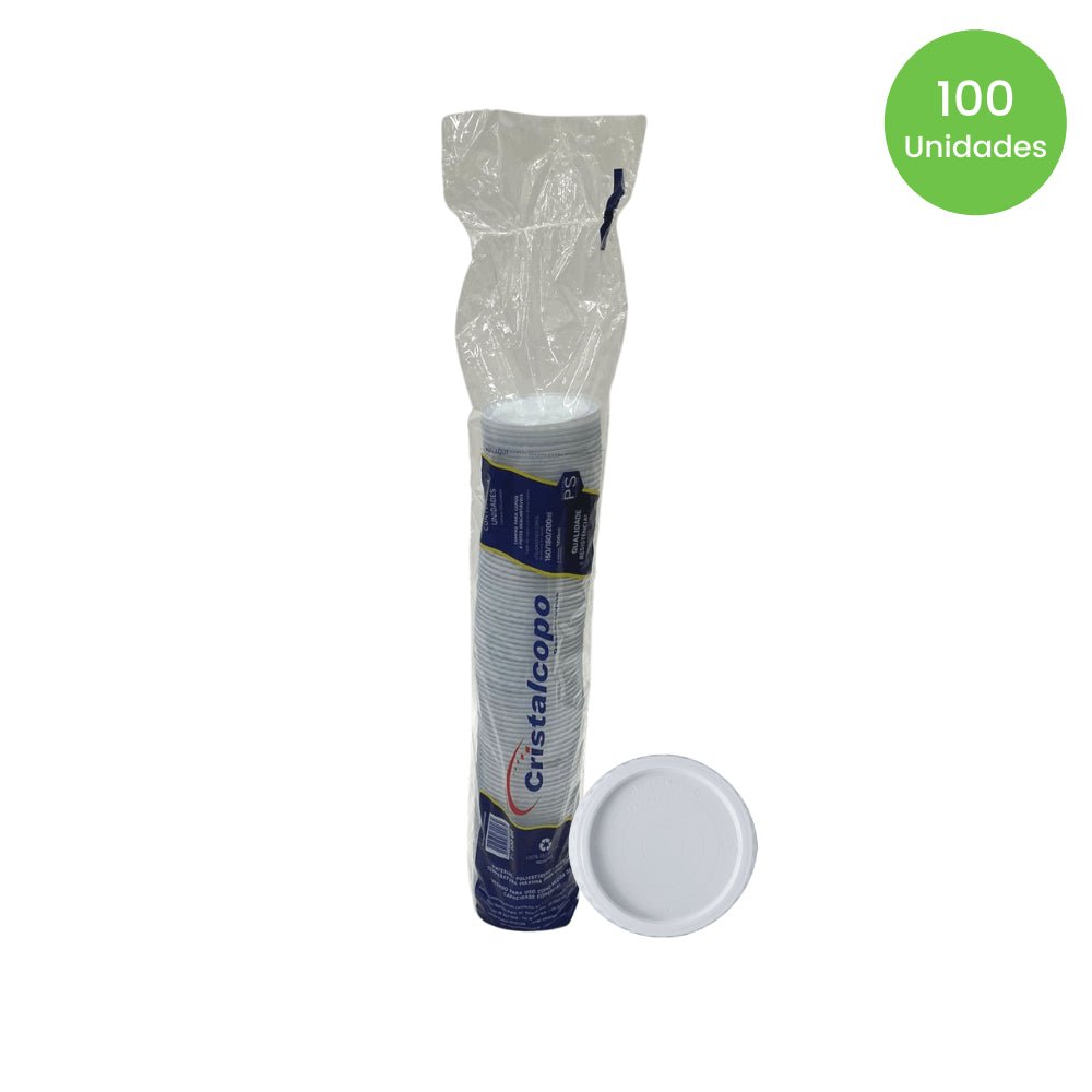 Tampa Branca para Pote 100ml e copos 150/180/200ml Cristalcopo com 100 unidades - e - dona