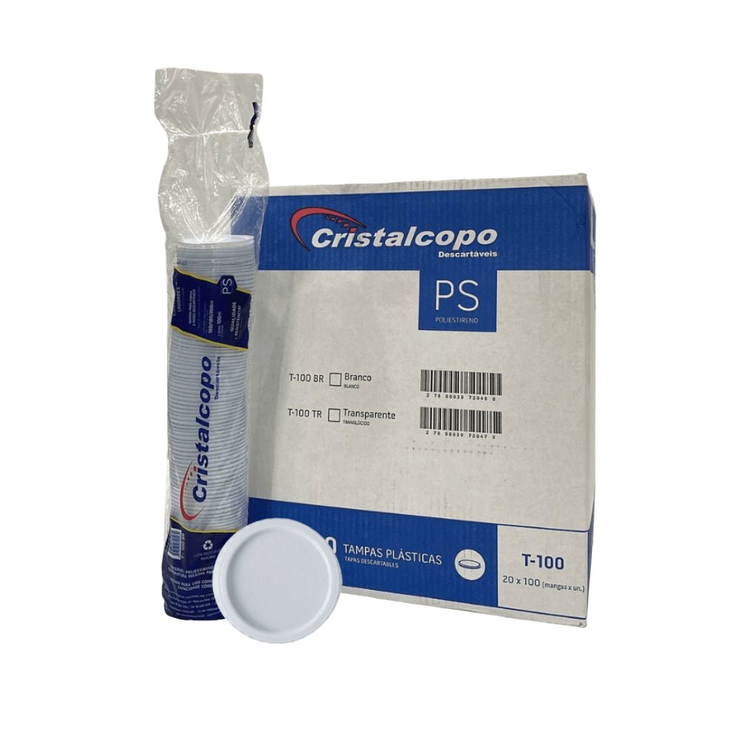Tampa Branca para Pote 100ml e copos 150/180/200ml Cristalcopo com 2.000 unidades - e - dona