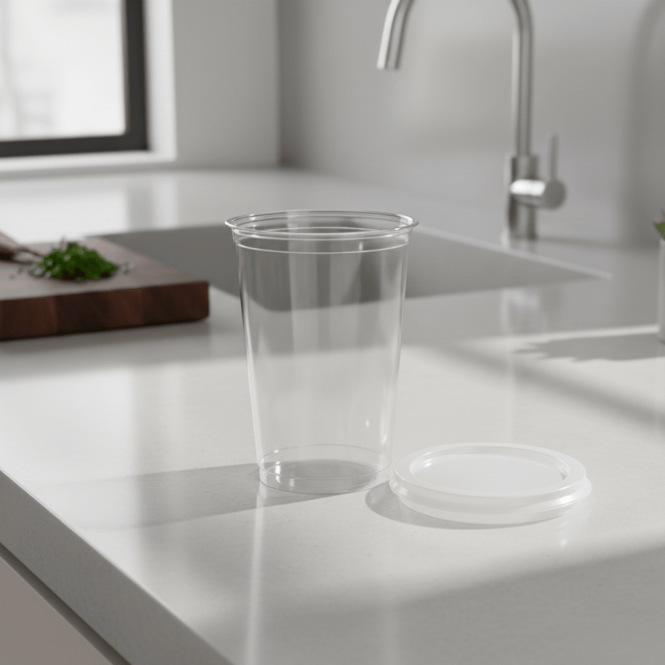 Tampa Descartável para Copo 770ml Sem Furo Transparente PP Ultratherm com 500 Unidades - e - dona
