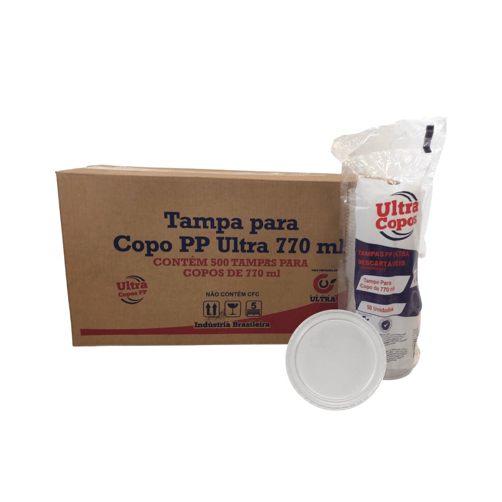 Tampa para Copo de 770ml Sem Furo transparente PP Ultratherm com 500 unidades - e - dona