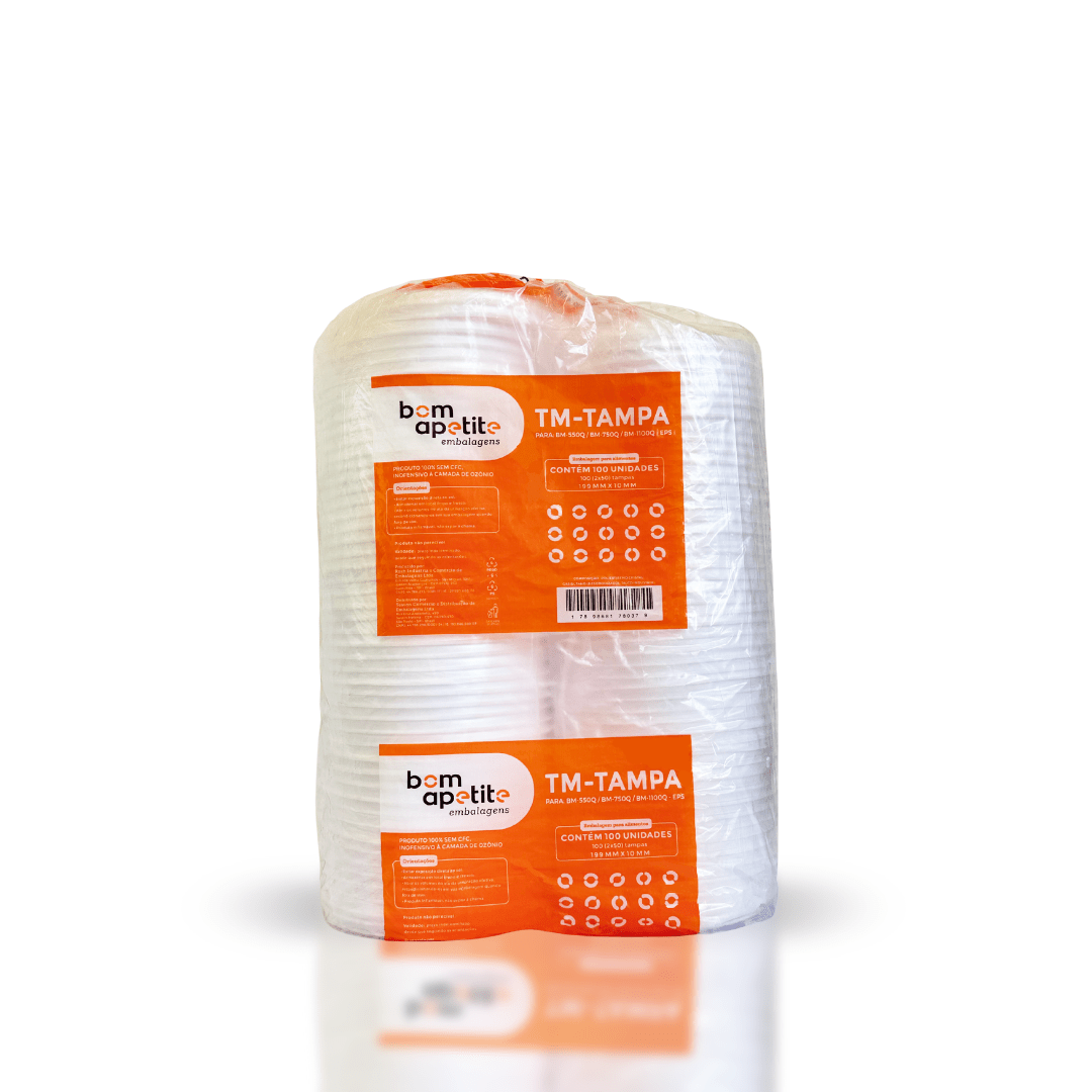 Tampa para Marmitex de Isopor 500/750/1100ml Bom Apetite com 100 unidades - e - dona