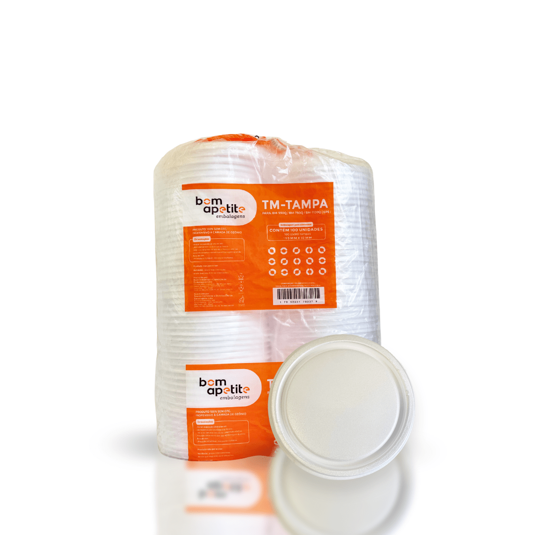 Tampa para Marmitex de Isopor 500/750/1100ml Bom Apetite com 100 unidades - e - dona