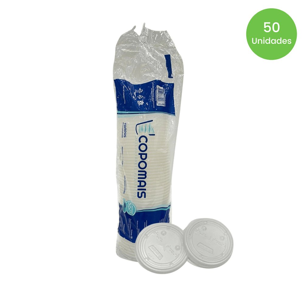 Tampa para Pote 200ml e Copos 400/500/550ml transparente Copomais com 50 unidades - e - dona