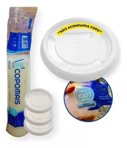Tampa para Pote de 100ml e copos de 180/200ml Transparente Copomais com 100 unidades - e - dona
