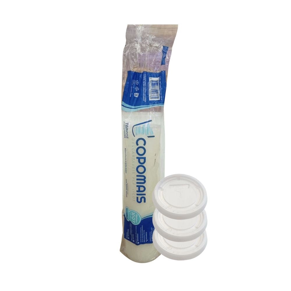 Tampa para Pote de 100ml e copos de 180/200ml Transparente Copomais com 100 unidades - e - dona