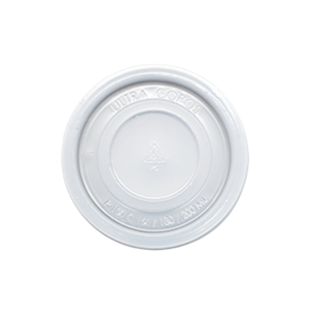 Tampa para Potes 100/145ml e copos PS 150ml/180/200 e 120ml de isopor transparente sem furo PS Ultratherm com 50 unidades - e - dona