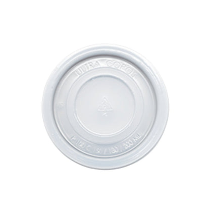 Tampa para Potes 100/145ml e copos PS 150ml/180/200 e 120ml de isopor transparente sem furo PS Ultratherm com 50 unidades - e - dona