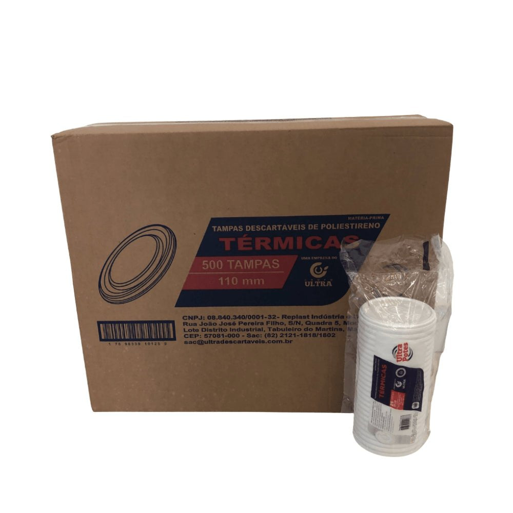Tampa para potes de isopor 240/300/360/480ml Ultratherm com 500 unidades - e - dona