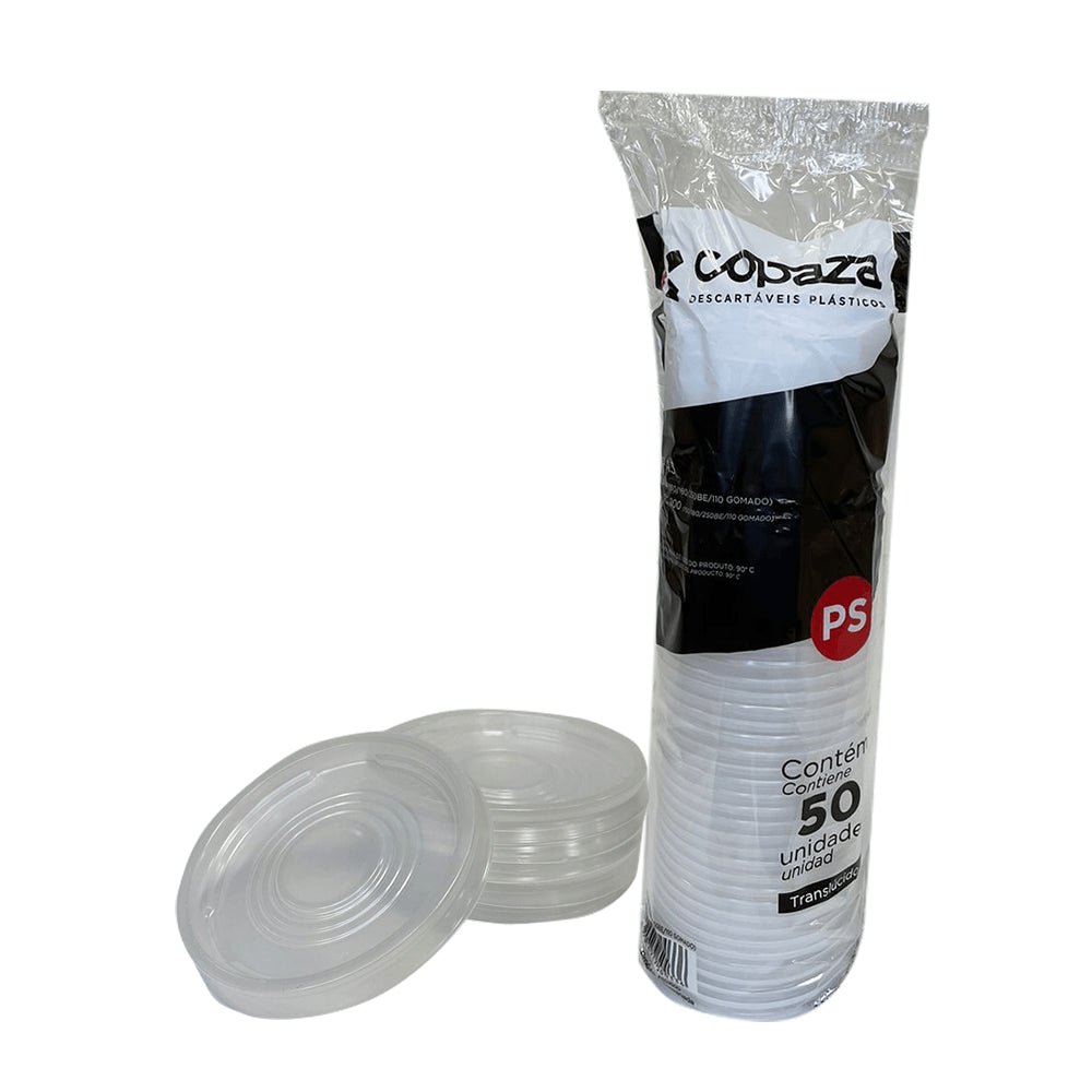 Tampa Translúcida para Copo 150/180/200/250 e pote gomado 110ml Copaza com 3.000 unidades - e - dona