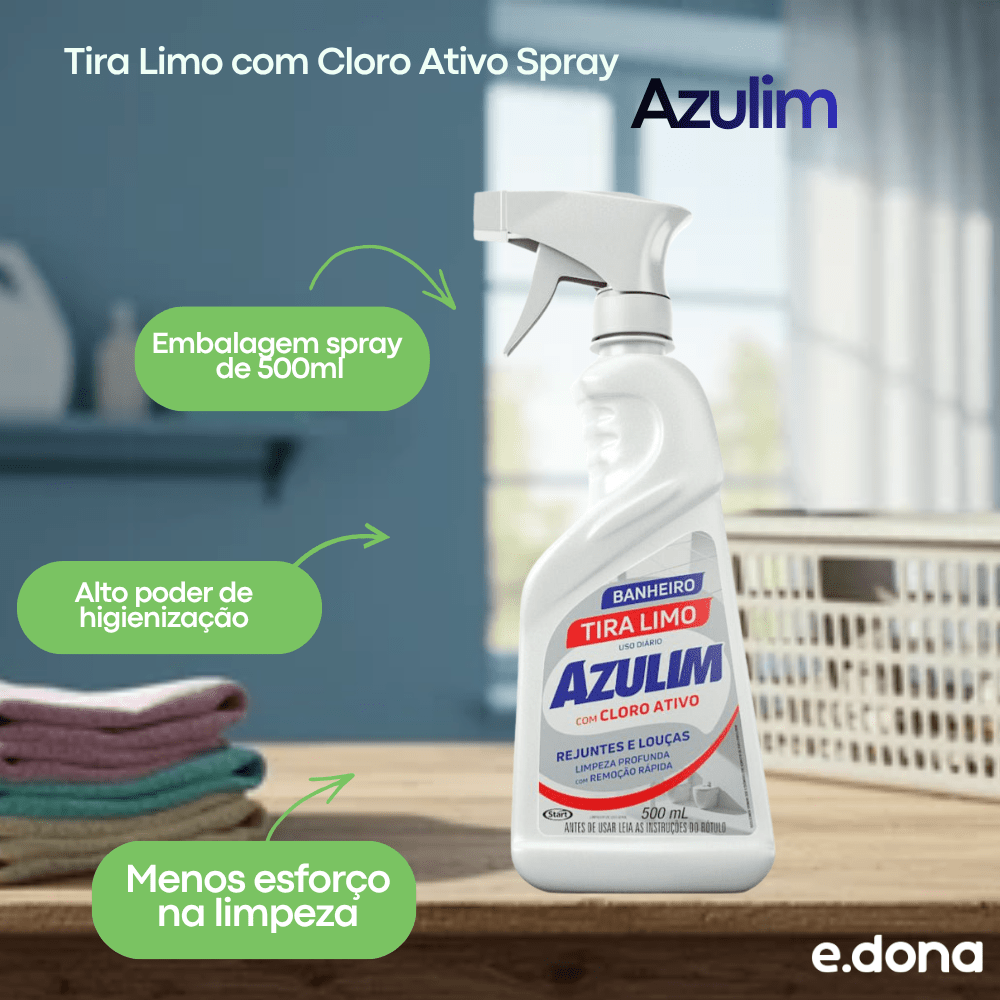 Tira Limo com Cloro Ativo Spray Azulim 500ml - e - dona