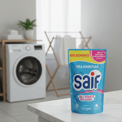 Tira Manchas Gel SAIF 1,2L Refil Sem Cloro +Branco - e - dona