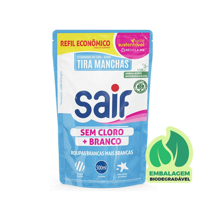 Tira Manchas Sem Cloro + Branco Sachê 500ml Saif - e - dona