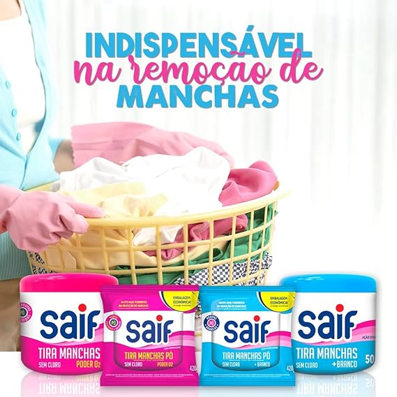 Tira Manchas Sem Cloro Poder O2 Refil Pó 420g Saif - e - dona
