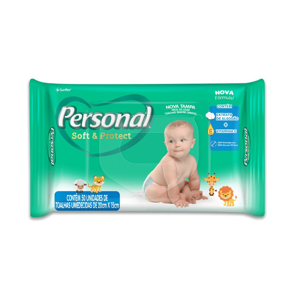 Toalha Umedecida Personal Soft & Protect com 50 unidades - e - dona