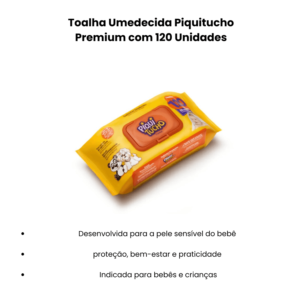 Toalha Umedecida Piquitucho Premium com 120 Unidades - e - dona