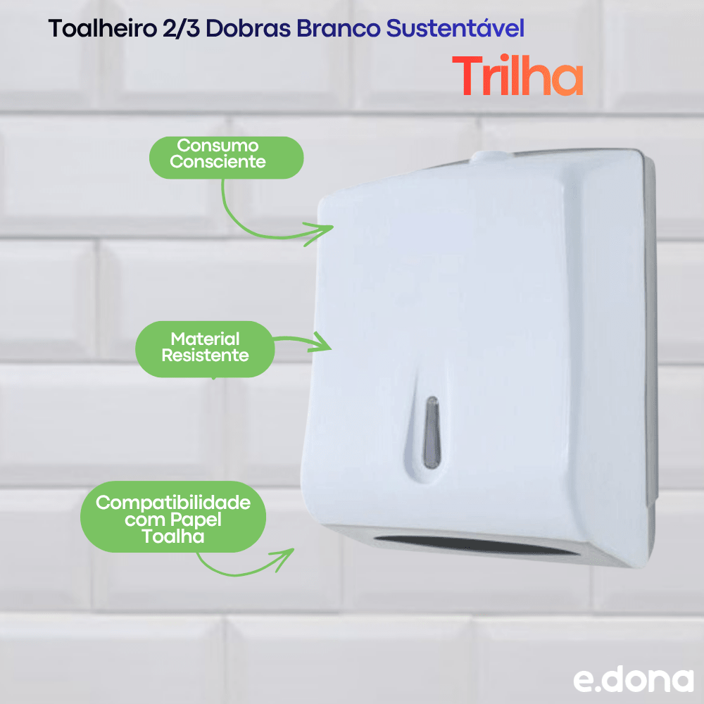 Toalheiro 2/3 Dobras Branco Sustentável Trilha - e - dona