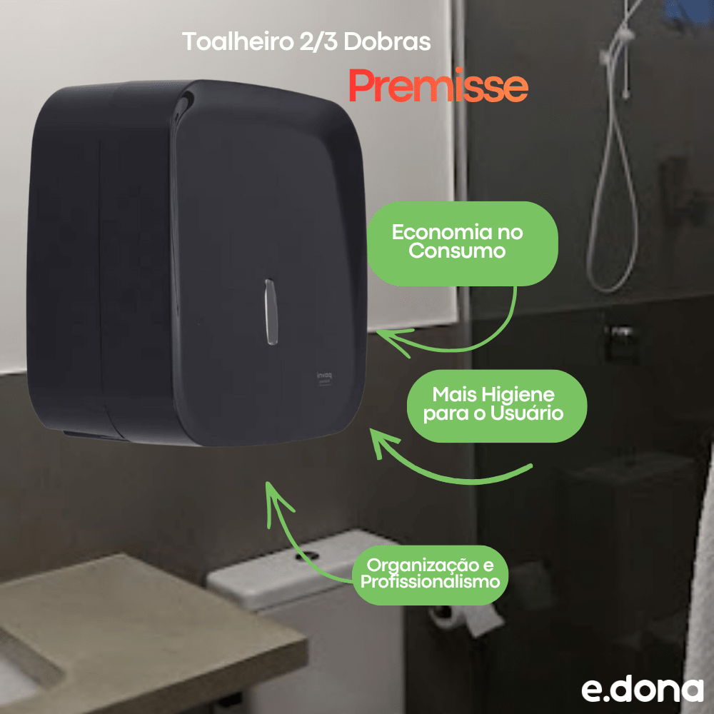 Toalheiro 2/3 Dobras Premisse Invoq Preto - e - dona