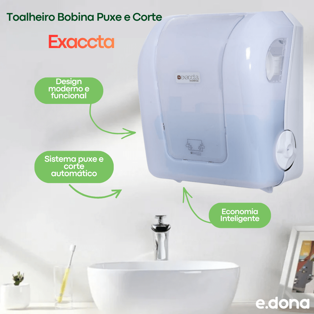 Toalheiro Bobina Puxe e Corte 100m/200m Exaccta - e - dona