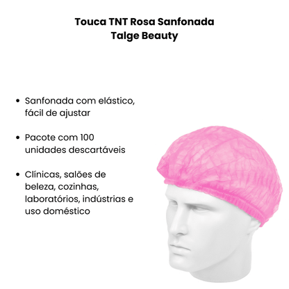 Touca TNT Rosa Sanfonada Talge Beauty - e - dona