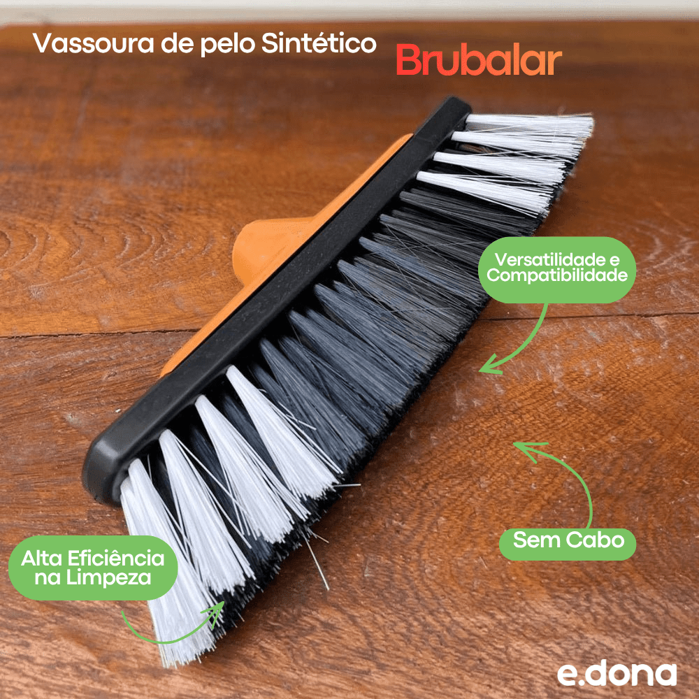 Vassoura de Pelo Sintético 30cm com Base Plástica Sem Cabo Brubalar - e - dona