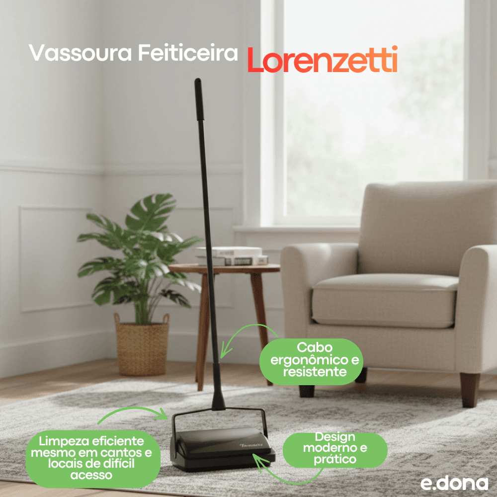 Vassoura Feiticeira Plus 3 Escovas Lorenzetti - e - dona