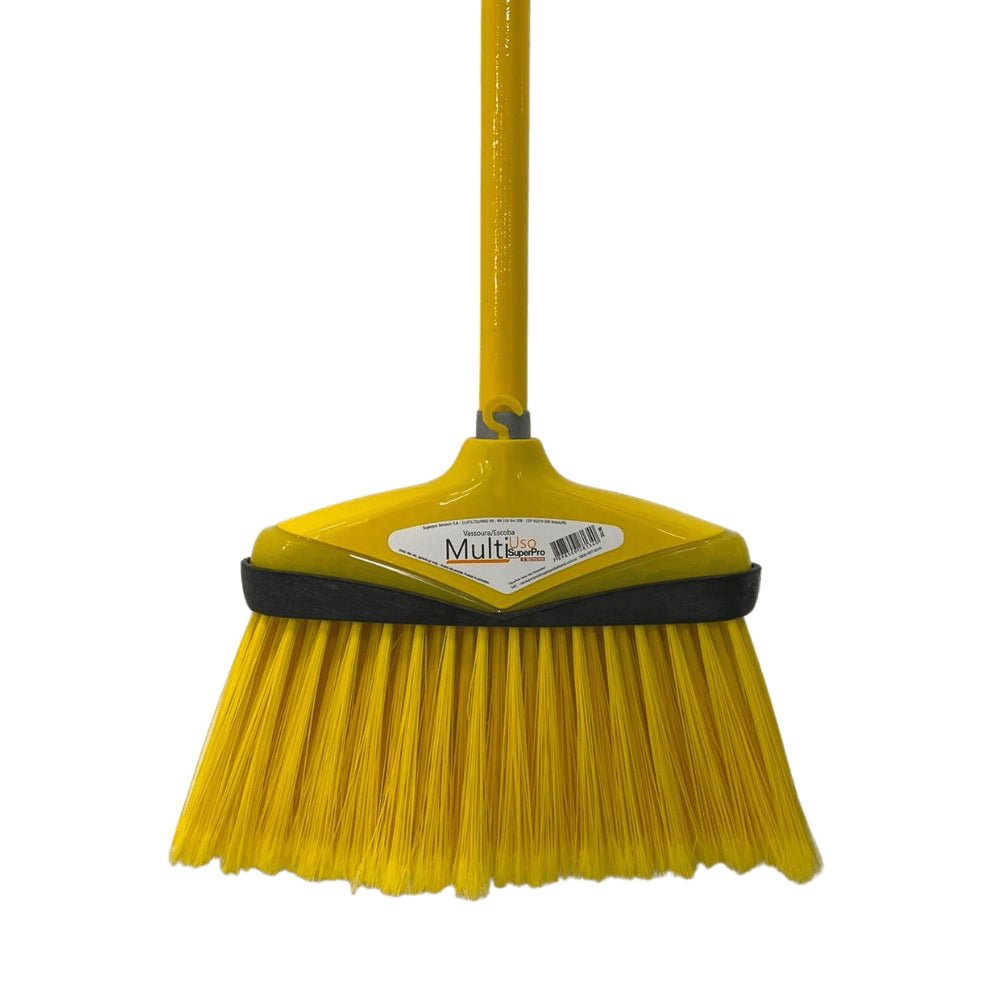 Vassoura Noviça Multiuso de Nylon plumado com cabo Amarelo Bettanin 9672C - e - dona