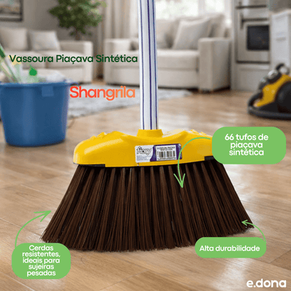 Vassoura Piaçava Sintética com Cabo Shangrila - e - dona