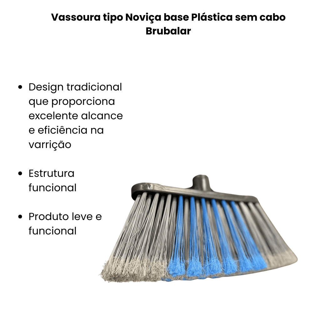 Vassoura tipo Noviça base plástica sem cabo Brubalar - e - dona