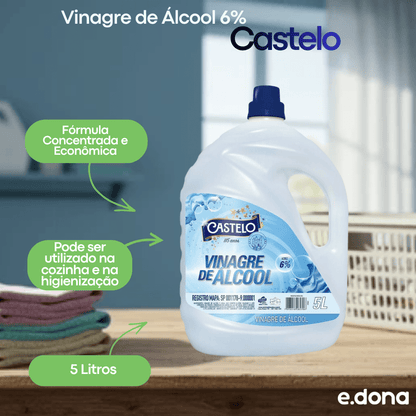 Vinagre de Álcool 6% 5 litros Castelo - e - dona