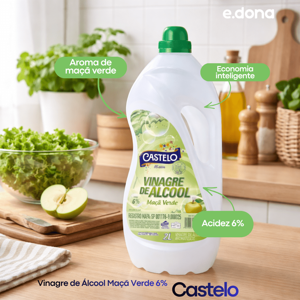 Vinagre de Álcool Maçã Verde 6% Castelo 2 Litros - e - dona